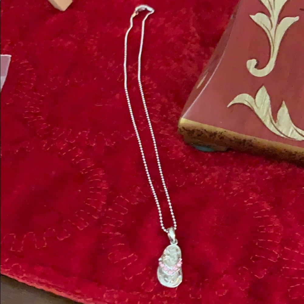 Rhinestone flip flop on 16 inch chain